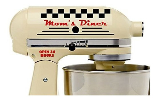 Moms Diner Black And Red Vinyl Decal Set Stand Mixer Kitchen