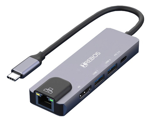 Adaptador Usb-c Para Hdmi/rj45/usb-a/usb-c Hrebos Hs-173