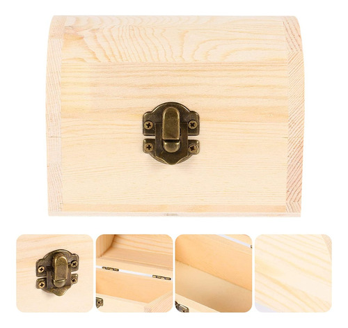 Caja Baul Organizadora De Madera Natural Con Tapa Baul