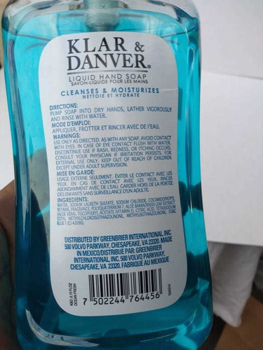 Jabon Liquido Para Manos Klar & Denver