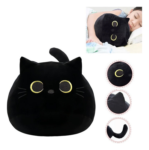 Almohada De Sofá Para Niños De Peluche De Gato Negro 40cm