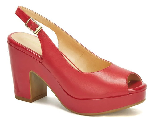 Sandalia Plataforma Rojo Casual Vestir Elegante