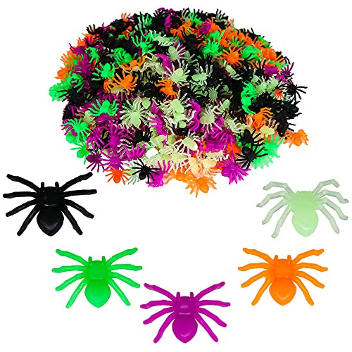 600 Pieces Halloween Plastic Spiders Realistic Fake Spi...