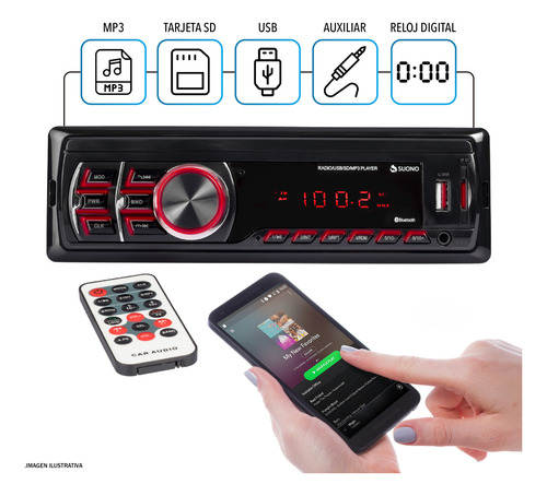 Imagen 1 de 9 de Autoestereo Usb C. Remoto Fm Bluetooth Desmontable Stereo