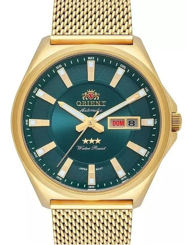 Relógio Orient Masculino Automático F49gg009 Dourado Verde