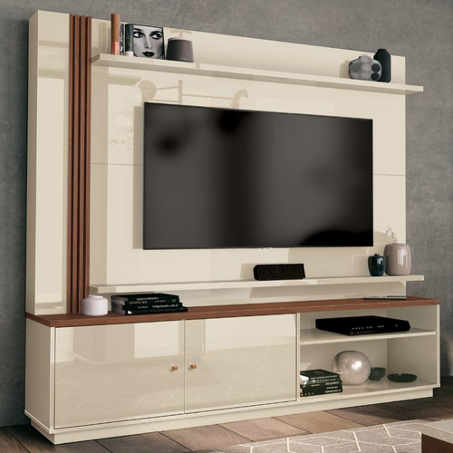 Estante Home Theater Para Tv Até 65 Polegadas 1,80m Royale Cor Off white