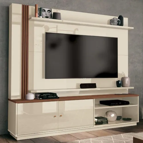 comprar Estante Home Theater Para Tv Até 65 Polegadas 1,80m Royale Cor Off white