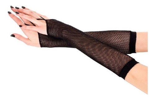 Guantes Mitones Red Con Puntilla Sin Dedos Medianos Negros