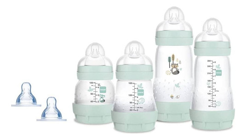 MAM Anticolic Kit 4 mamadeiras de bb bebê infantil com 2 bicos de silicone macio extra anti vazamento anti cólica Azul 6