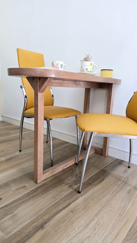 Mesa De Comedor Espacios Pequeños 100x40 Cm, Estilo Natural Madera Madera