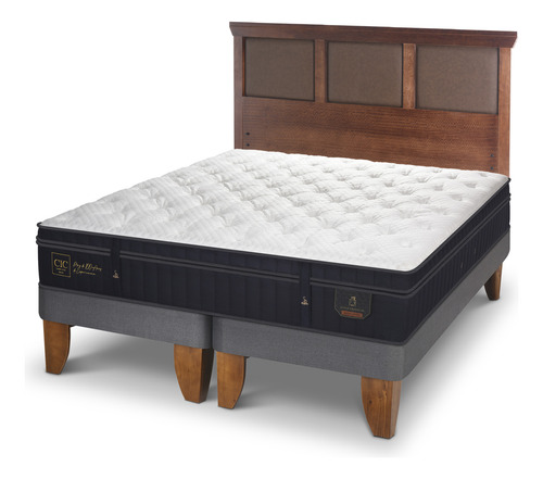 Cama Europea Super Premium 2p Bd Respaldo New Torino Caramel Azul