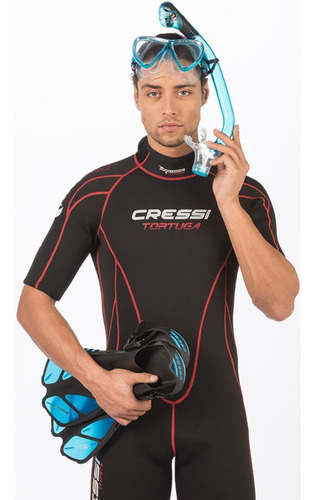 Kit Mergulho Máscara+snorkel+nadadeira Cressi Bonete