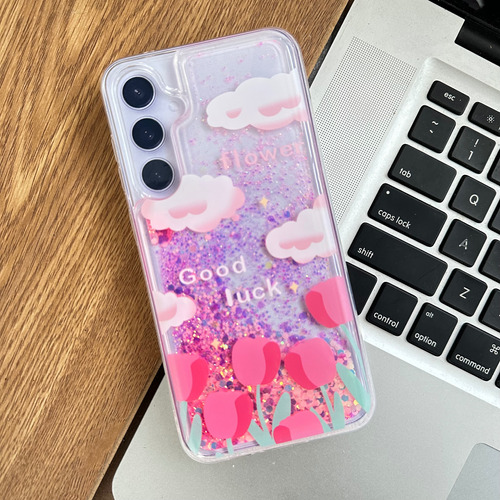 Funda Premium Tulipan Glitter Liquido Para Samsung S23 Fe 5g