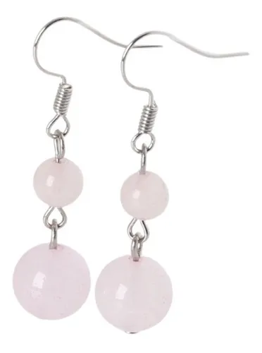 Aretes En Plata Con Piedra Natural Cuarzo Rosa