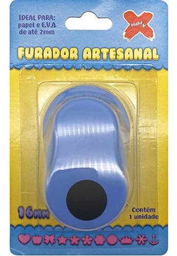 Furador Artesanal Manual De Tapa Furo 16mm Para Moveis Mdf