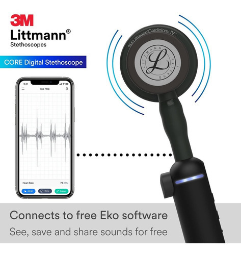 Estetoscópio 3m Littmann Core Digital Bluetooth Preto 8480 Black