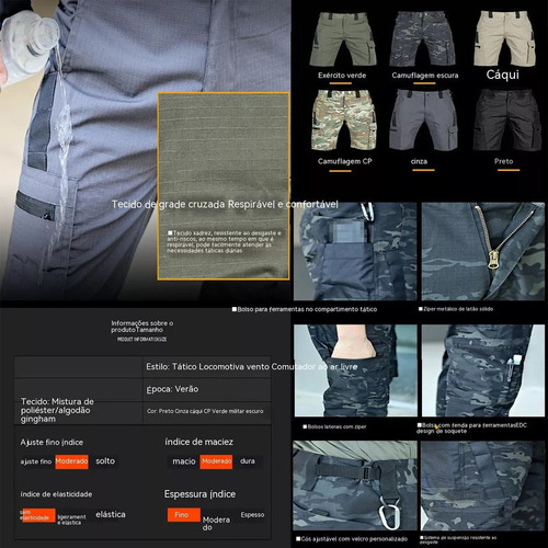 Pantalones Cortos Militares Impermeables Cintura Elástica