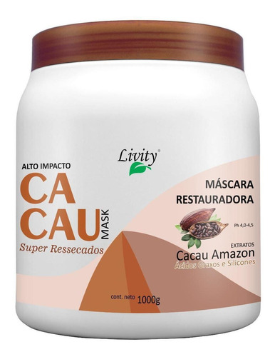 Máscara Capilar Alto Impacto Cacau Mask Livity 1 Kg