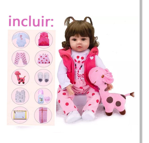 Muñeca De Silicona 55cm Bebé Reborn Realista Con Accesorios