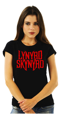 Polera Mujer Lynyrd Skynyrd Logo Rojo Rock Impresión Directa