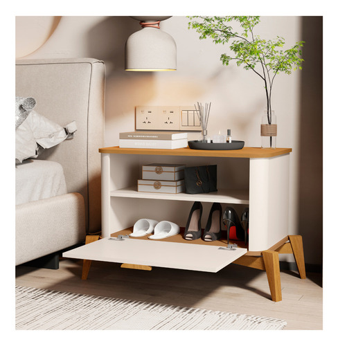 Mesa De Cabeceira Buriti Quarto Off White Nature Jb Bechara