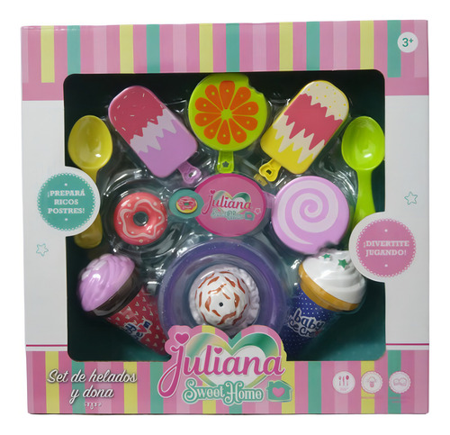 Comidita Juliana Set De Helados Y Donas Con Accesorios Divertidos Para Jugar 13 Piezas