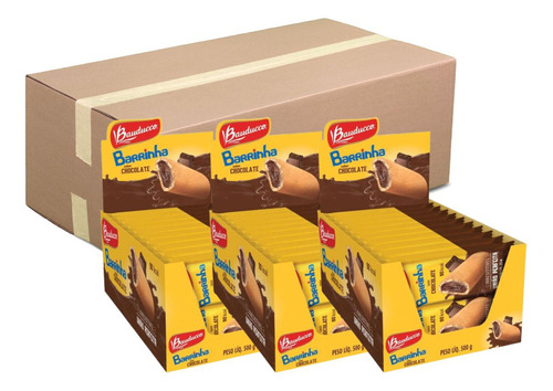 Maxi Barrinha Recheada Chocolate Bauducco C/ 20 Kit 6 Caixas