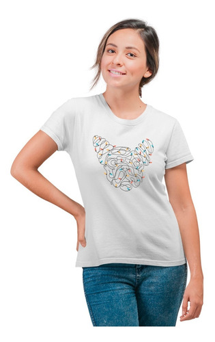 Playera Navidad - Mujer - Luces Con Forma De Perro