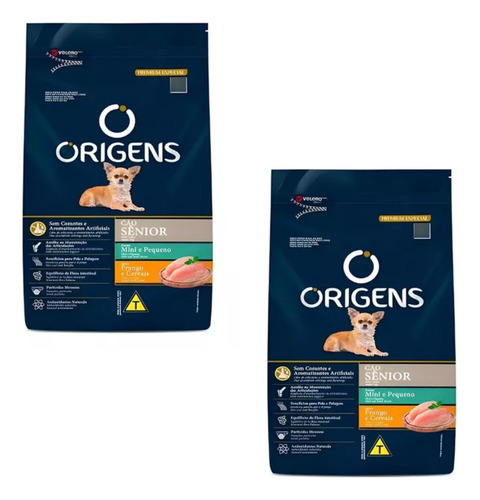 Kit 2 Rações Origens Premium Sênior Mini/pequeno 1kg