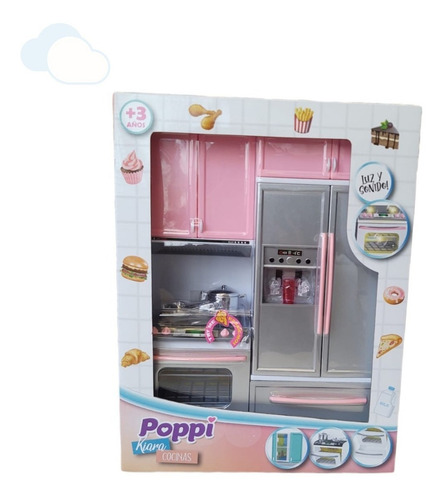 Cocina Completa Juguetes Nena Cocinita Luz Y Sonido Poppi Color Rosa