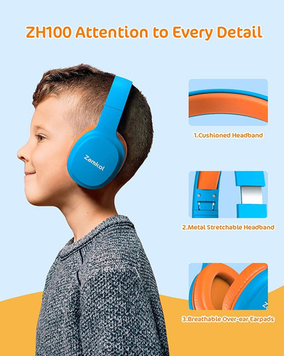 Zamkol Niños Auriculares Inalámbricos, Bluetooth 5.0, 40 Hor