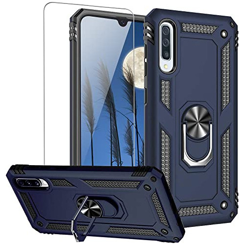 Funda Para Samsung Galaxy A50 2019 Azul Metal Cristal Templa