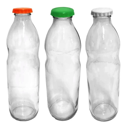 Botella De Vidrio Agua Jugo C/ Tapa  X3 Unidades Silmar 