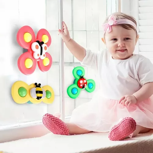 Juguetes Giratorios Spinner Con Ventosas Para Bebés Pack X3