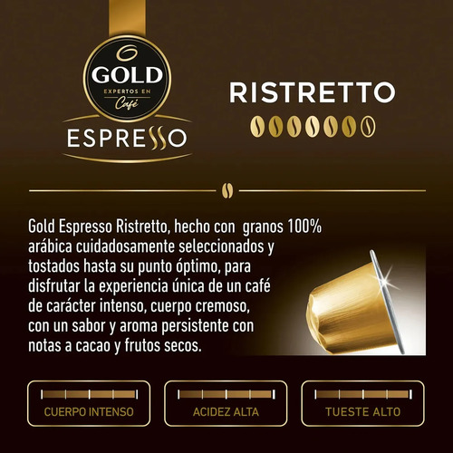 Pack 120 Capsulas Cafe En Grano Espresso Gold Ristretto