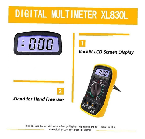 Imagen 2 de 9 de Multimetro Digital Lcd Profesional Xl830l