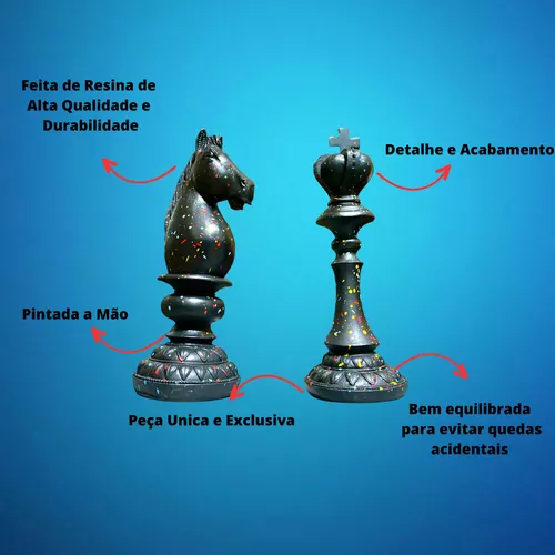 Decoração Peças De Xadrez Rei E Rainha Escultura Média Estátua