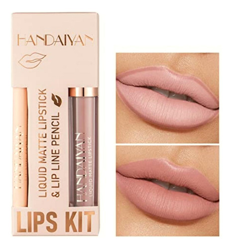 Nanyaciv Juego De Delineador De Labios Y Lápiz Labial,