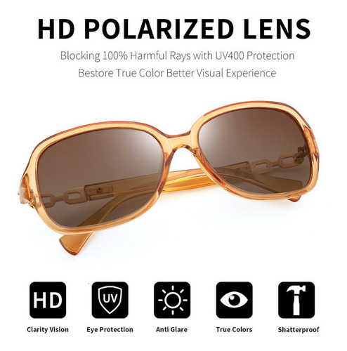 Lentes De Sol Feisedy Vintage Polarizados Uv400 Para Mujer Armazón Beige Diseño Ocean