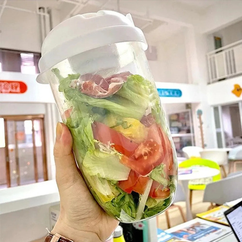 Recipiente Para Ensalada Azul Y Tenedor Para Servir Platos F