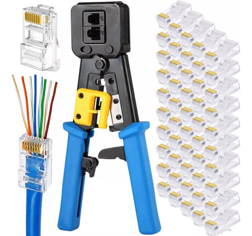 Crimpeadora Ez Rj45 +50 Conector Cat6 Prensa Anticorte