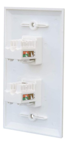 Faceplate 2 Puertos Tapa Rectangular + Conectores Rj45