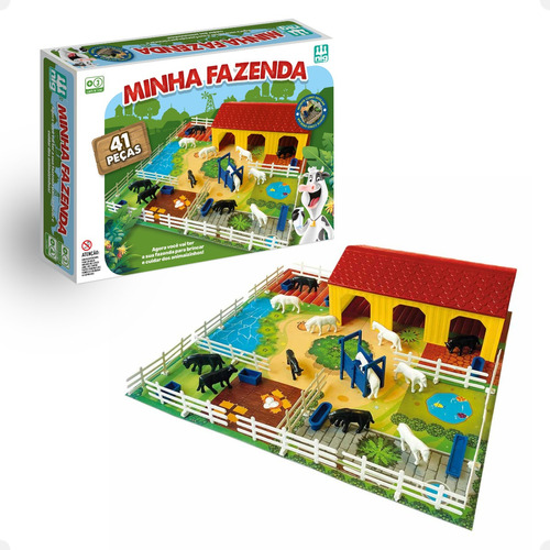 Brinquedo Minha Fazenda Com Animais E Celeiro - Nig