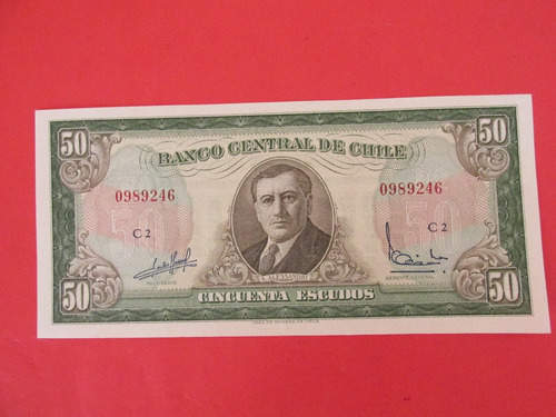 Billete Chile 50 Escudos Firmado Massad- Ibañez Unc 1965