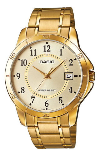 Reloj Casio Mtp-v004g-9b Acero Inoxidable Hombre Dorado