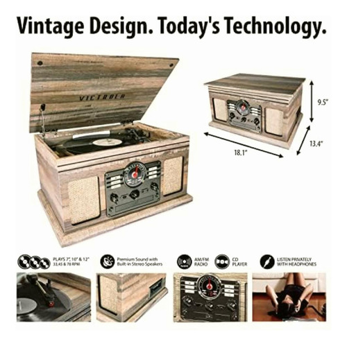 Victrola Nostalgic 6-in-1 Bluetooth Record Player &