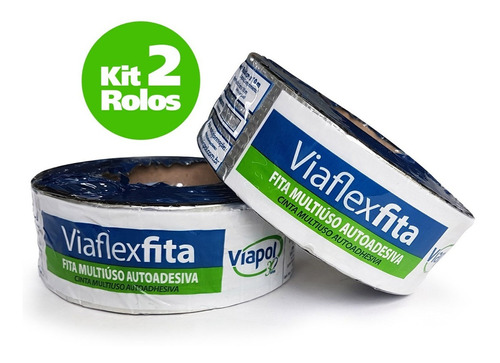 2pc Fita Asfáltica Autoadesiva Aluminizada 5cmx10m - Viaflex