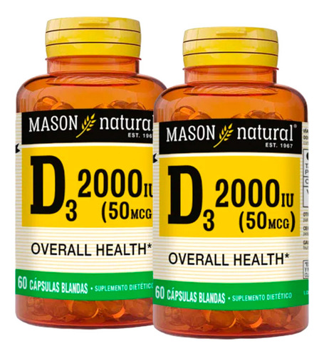 Vitamina D3 2000 Ui (60 Softg) Pack X2