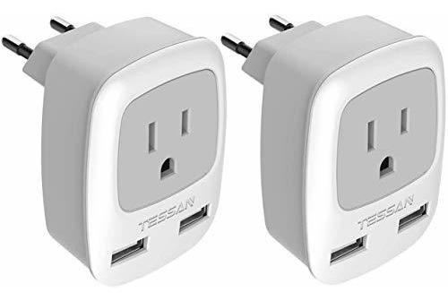 Tessan European Plug Adapter 2 Pack, International