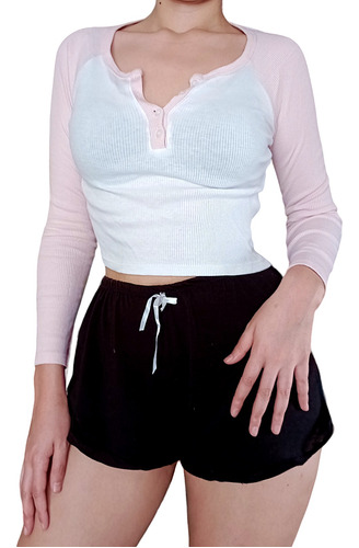 Blusa Mujer Top Pink 2000s Rosa Y Blanco